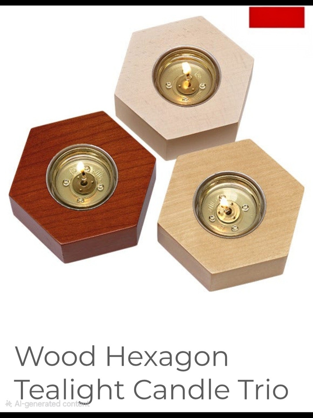 Partylite Wood Hexagon Tealight Candle Trio - Natural, Light Wood, Cherry